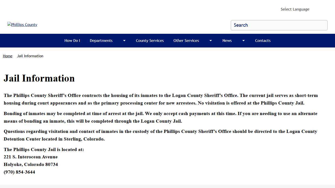 Jail Information | Phillips County